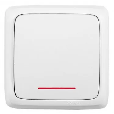 Выключатель одноклавишный наружный с изоляционной пластиной с индикацией белый 16А