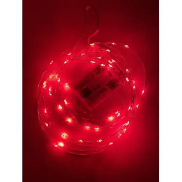 Гирлянда светодиодная  Нить 5 м красный свет,  на эл.пит.АА   ENIN -5NR   IP20 (100/2500) | Б0047963 | ЭРА
