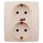 Розетка 2X2P+E Schuko со шторками, 16A-250В, Эра12, слоновая кость, 12-2104-02