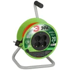 Удлинитель силовой RP-4e-3х1.0-20m на пластиковой катушке c заземлением 4 розетки 20м ПВС 3х1мм2