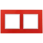 Рамка на 2 поста, стекло, Эра Elegance, красный+бел, 14-5102-23