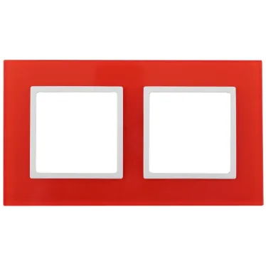 Рамка на 2 поста, стекло, Эра Elegance, красный+бел, 14-5102-23