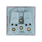 Розетка 45х45 (2 модуля), с заземлением, красная, прямая