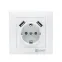 Валенсия розетка 1-местная с/з 16А белая с защ. штор. с 2 USB 2,1А