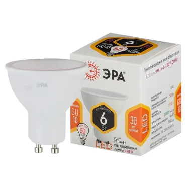 Лампа светодиодная LED MR16-6W-827-GU10 (диод, софит, 6Вт, тепл, GU10)