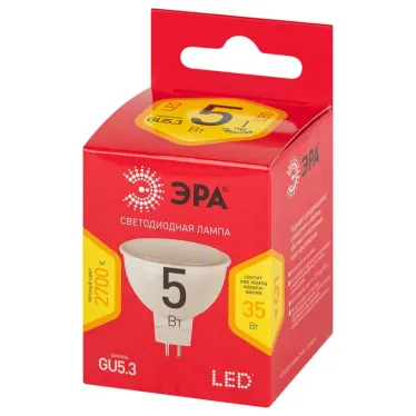 Лампа светодиодная LED 5 Вт 400Лм 2700К софит теплый GU5.3 220-240В LED MR16-5W-827-GU5.3 Red Line