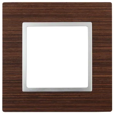 Рамка на 1 пост, дерево, Эра Elegance, венге+алюм, 14-5301-10