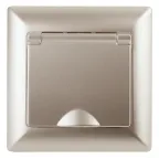 Розетка 2P+E Schuko с крышкой, 16А-250В, СУ, Solo, шампань, 4-203-04