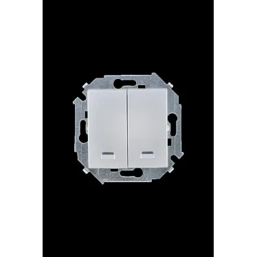 Выключатель двухклавишный с подсветкой, 16А, 250В, винтовой зажим, алюминий