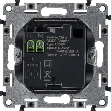 Valena ALLURE.Зарядное устройство с двумя USB-разьемами тип С-тип С 240В/5В 3000мА.С лицевой панелью.Цвет Белый