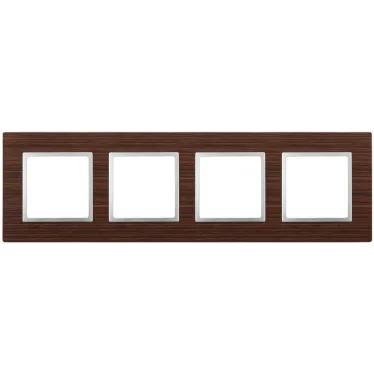 Рамка на 4 поста, дерево, Эра Elegance, венге+алюм, 14-5304-10