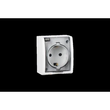 15 Aqua Розетка 2Р+Е Schuko с крышкой полупр. IP54 16А 250В винтовой зажим S15A белый