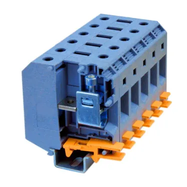 Клемма проходная, винтовой зажим, 2 точки подключения, 240 кв.мм, синяя