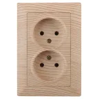 Розетка Intro Solo 4-204-11 без заземления двойная 2х2P, 16А-250В, IP20, СУ, сосна