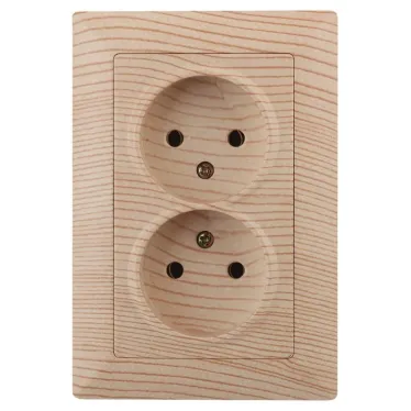 Розетка Intro Solo 4-204-11 без заземления двойная 2х2P, 16А-250В, IP20, СУ, сосна