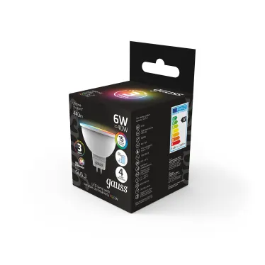 Лампа светодиодная Smart MR16 6W GU5.3 RGBW+dim 1/10/100 | 101105406 | Gauss
