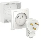 BLANCA СИЛОВОЙ КОМПЛЕКТ 32А, 250 В: розетка, вилка, подъемная коробка, БЕЛЫЙ