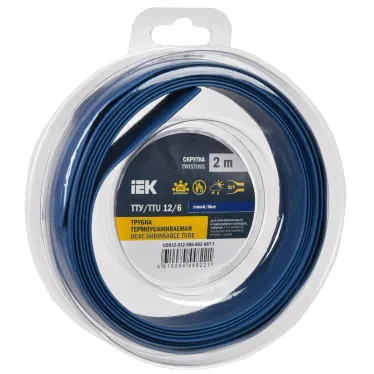 Трубка термоусадочная ТТУ нг-LS 12/6 синяя (2м/упак) IEK