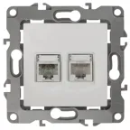 Розетка комбинированная RJ45+RJ11, Эра12, слоновая кость, 12-3109-02
