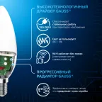 Лампа светодиодная Свеча 6.5W 550lm 6500К E14 LED 1/10/100 | 103101307 | Gauss