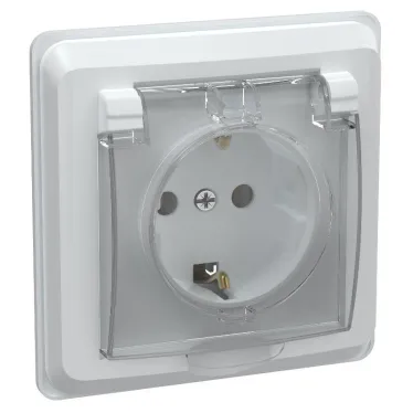 РСбш10-3-ВБ Розетка 1-ая з/к з/ш кр. 16А IP44 ВЕГА белый
