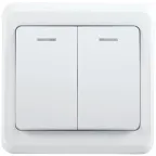 Выключатель ВС10-2-1-ВБ двухклавишный 10А с индикацией ВЕГА белый
