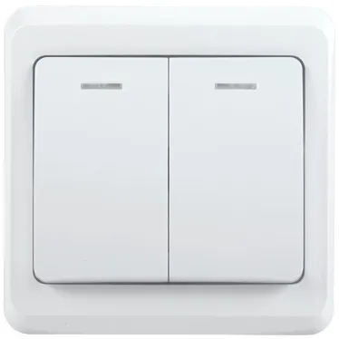 Выключатель ВС10-2-1-ВБ двухклавишный 10А с индикацией ВЕГА белый