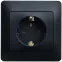 GLOSSA Розетка с заземлением антрацит в сборе