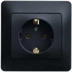 GLOSSA Розетка с заземлением антрацит в сборе