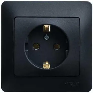 GLOSSA Розетка с заземлением антрацит в сборе