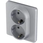 Розетка 2X2К+З немецкий стандарт 16 А 250 В~ INSPIRIA алюминий