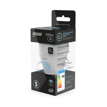 Лампа светодиодная LED 7Вт E27 220В 4100К шар, диммируемая | 105102207-D | Gauss