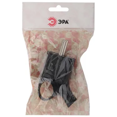 Вилка с/з угловая с кольцом 16A черная Vx4-B (24/480/5760)