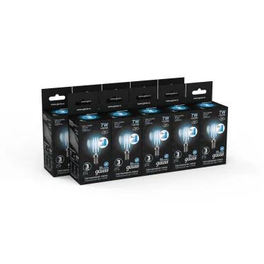 Лампа светодиодная Black LED Filament Шар E14 7W 580lm 4100K step dimmable | 105801207-S | Gauss