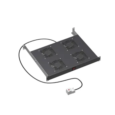 19дюйм Вентиляторный модуль, 4 вентиляторов с термостатом RAL 9005