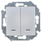 Выключатель двухклавишный с подсветкой, 16А, 250В, винтовой зажим, алюминий