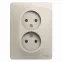 GLOSSA розетка двойная без заземления в сборе молочный