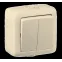 Выключатель двухклавишный наружный слоновая кость IP44 10А