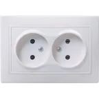 КВАРТА Розетка двойная без заземления без шторок белая в сборе