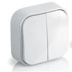 Quteo Выключатель двухклавишный наружный белый 10А