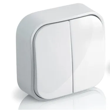 Quteo Выключатель двухклавишный наружный белый 10А