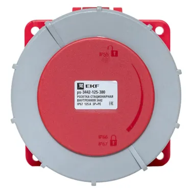 Розетка стационарная внутренняя 3442 3Р+РЕ 125А 380В IP67 PROxima