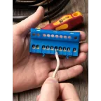 Шина 0 N (6х9мм) 10 отверстий латунь синий изолированный корпус на DIN-рейку PROxima