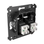 Avanti Розетка телефонная в стену двойная, ''Черный квадрат''