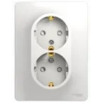 GLOSSA Розетка двойная с заземлением со шторками в сборе белая