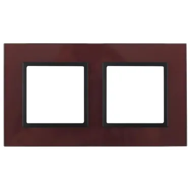 Рамка на 2 поста, стекло, Эра Elegance, бордо+антр, 14-5102-25