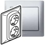 Galea Life Розетка двойная с заземлением aluminium моноблок