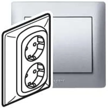 Galea Life Розетка двойная с заземлением aluminium моноблок