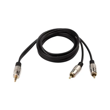 Аудио кабель 3.5 мм - 2 RCA, 1,5 м, GOLD-металл