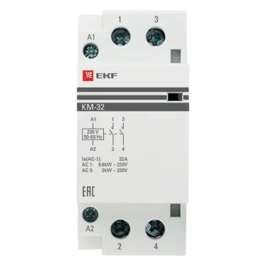 Контактор модульный 32А 2п 220В 2НО КМ